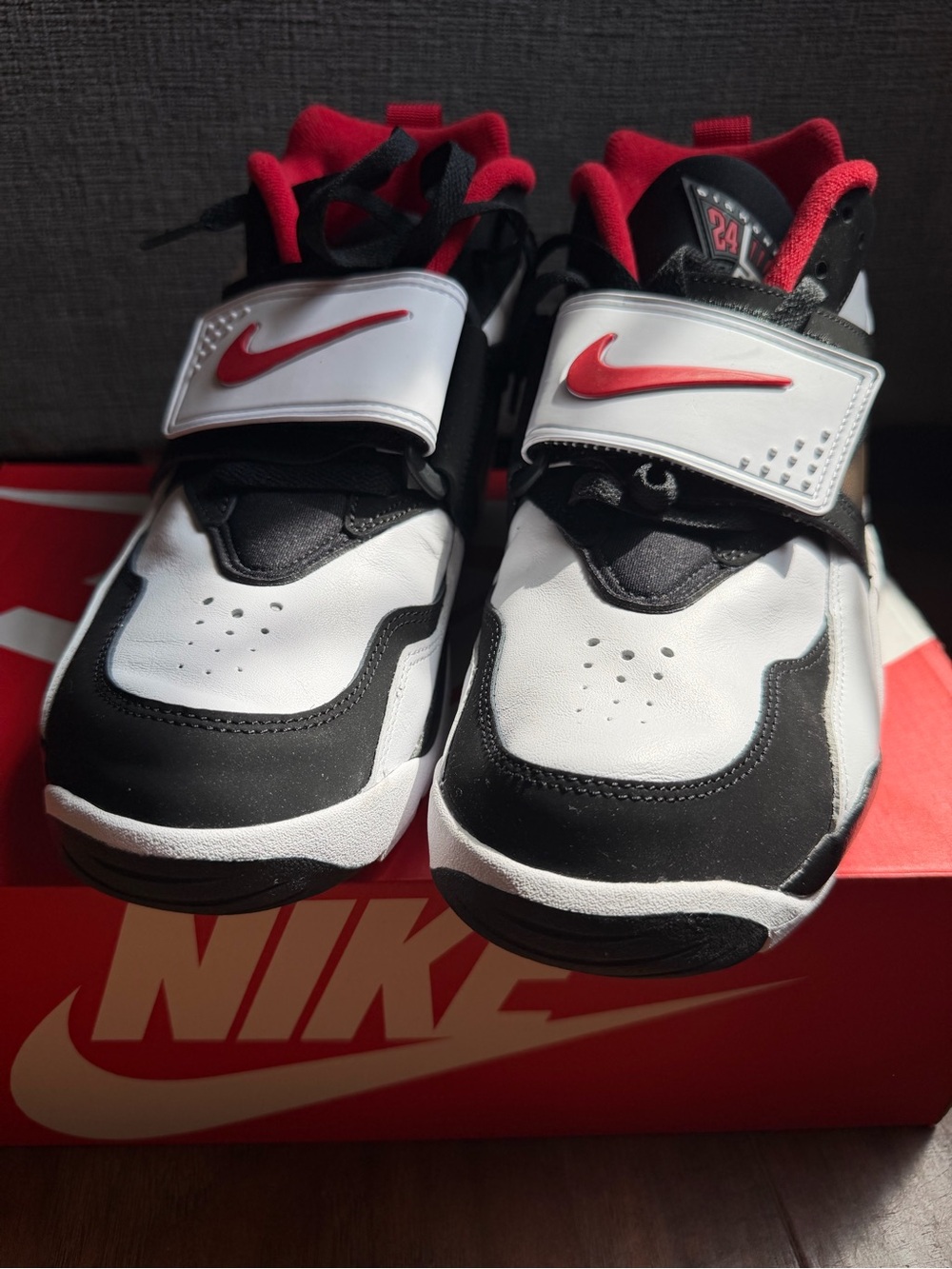 Nike Kids Black/White/Red Hook-and-Loop Athletic Sneakers